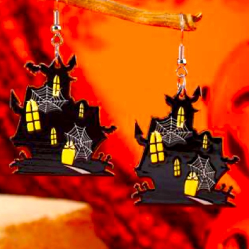 👻🎃👻 SCARY❗️ SPOOKY HAUNTED HOUSE EARRINGS❗️HALLOWEEN❗️👻🎃👻